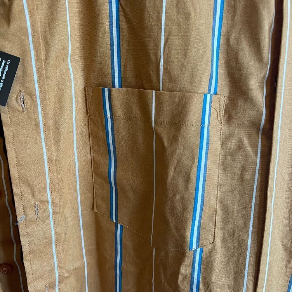 AND NOW THIS Mens Regular Fit Brown Striped Long Sleeve Button Up Shirt Large - Picture 7 of 12